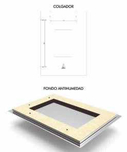 Espejo inteligente rectangular LED con luz regulable y grabado láser táctil.