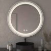 Espejo redondo con luz LED regulable y grabado láser inteligente para baño.