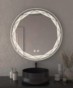 Espejo inteligente con grabado láser artístico y tres modos de iluminación LED.